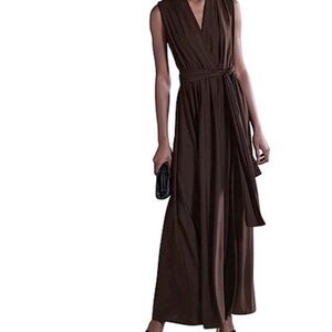 Banana Republic Dark Brown Cross-Back Maxi Dress